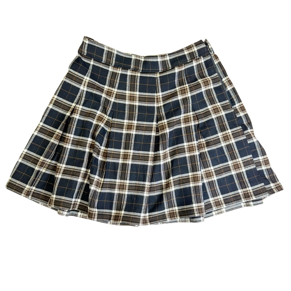 Hollister Pleated Mini Skirt Womens‎ Small Blue Brown Plaid Ultra High-Rise NWT